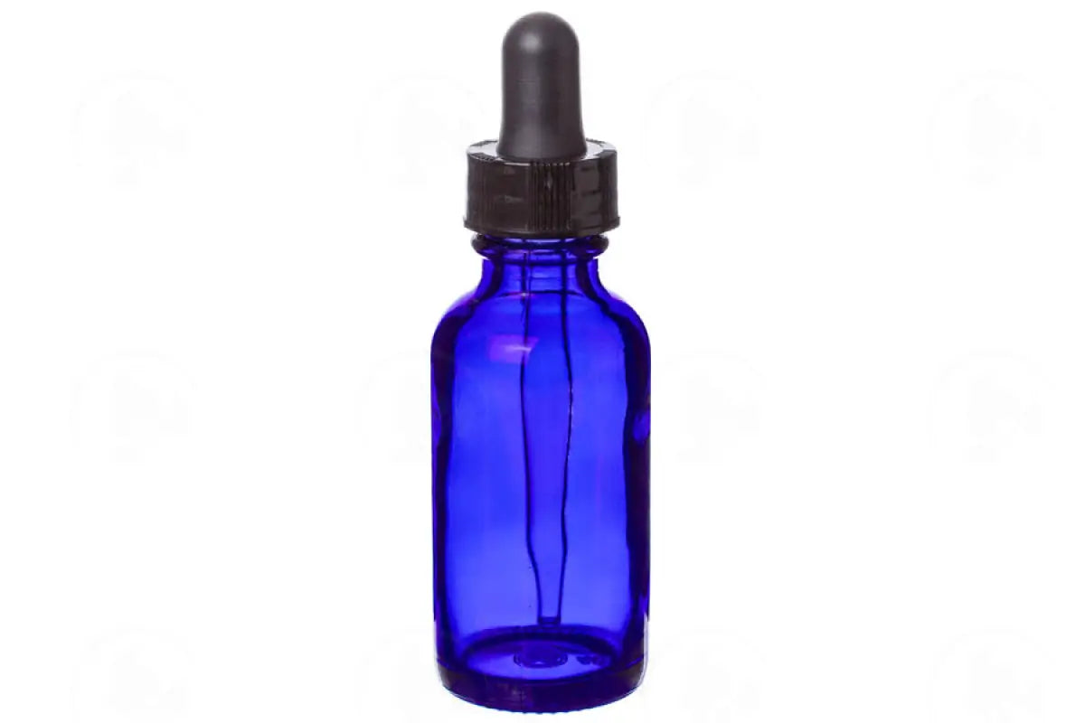 1 Oz. Bottle: Blue Glass With Dropper Cap (6 Count)