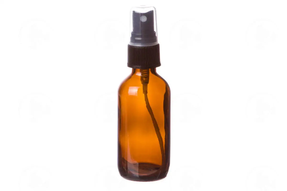 2 Oz. Bottle: Amber Glass With Misting Spray Top Black Sprayer