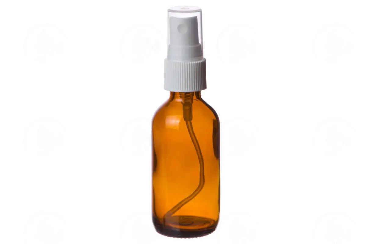 2 Oz. Bottle: Amber Glass With Misting Spray Top Black Sprayer