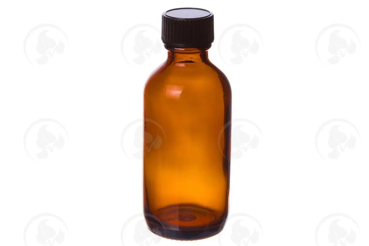2 Oz. Bottle: Amber Glass With Black Cap