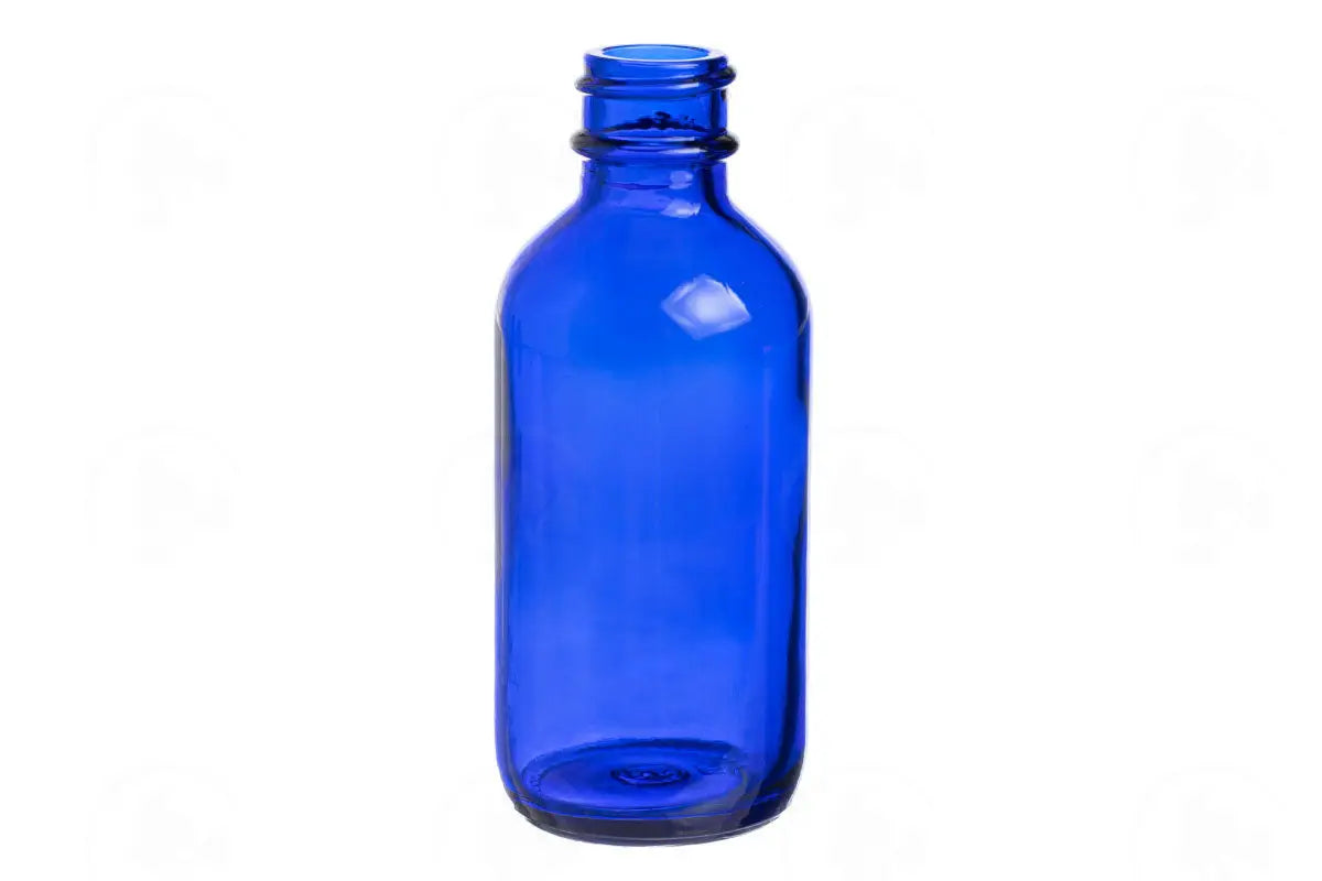2 Oz. Bottle: Blue Glass 20-400 Neck Size