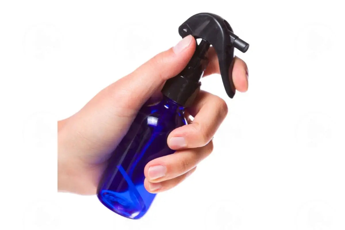 2 Oz. Bottle: Blue Glass With Trigger Sprayer Black Top