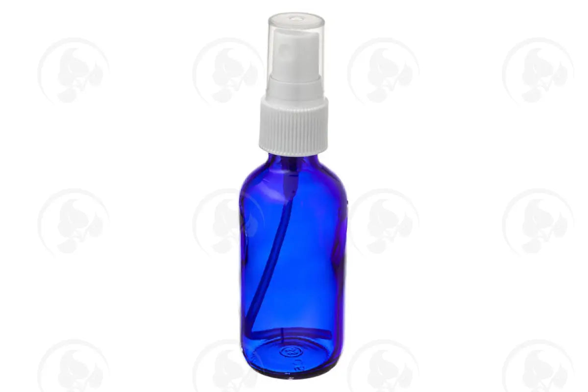 2 Oz. Bottle: Blue Glass With Misting Spray Top Black