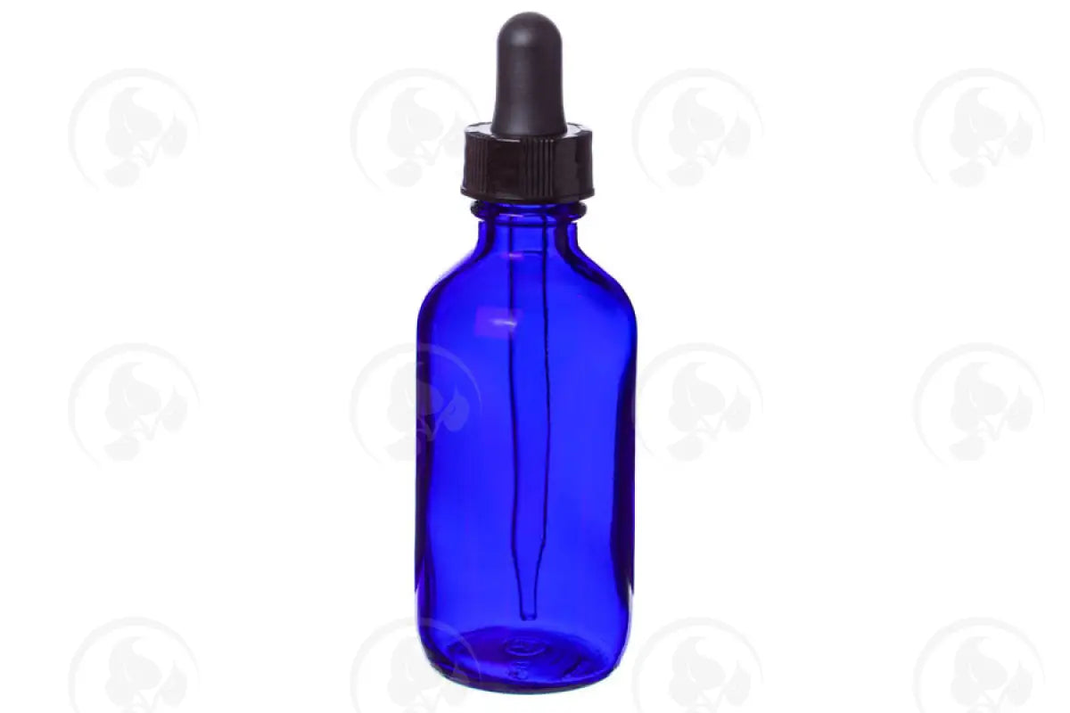 2 Oz. Bottle: Blue Glass With Dropper Cap