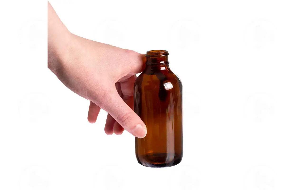4 Oz. Bottle: Amber Glass 24-400 Neck Size
