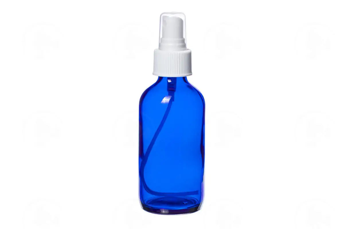 4 Oz. Bottle: Blue Glass With Misting Spray Top White Sprayer