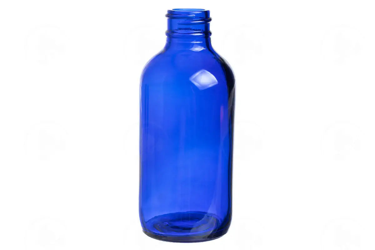 4 Oz. Bottle: Blue Glass 24-400 Neck Size