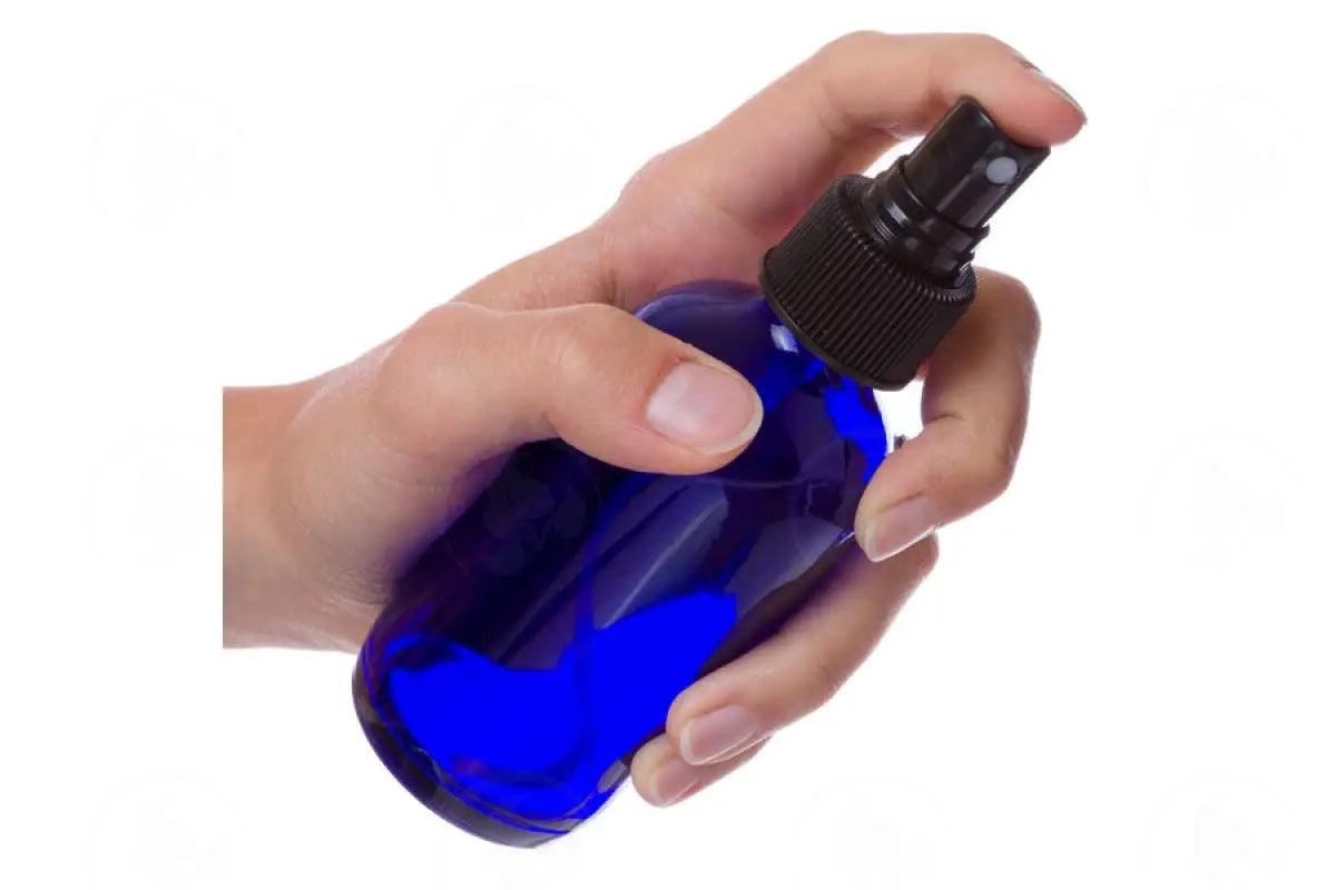 Misting Spray Tops: 2 4 8 Oz. Plastic Bottles And Blue Glass Bottle; 24-410 Neck Size