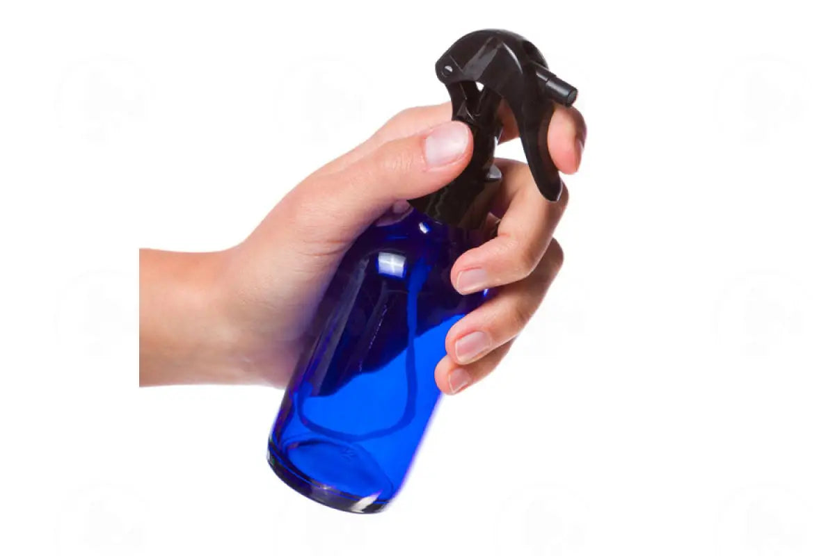 Trigger Spray Top: Black; For 4 Oz. Blue Glass Bottles And 2 8 Plastic Bottles; 24-410 Neck Size
