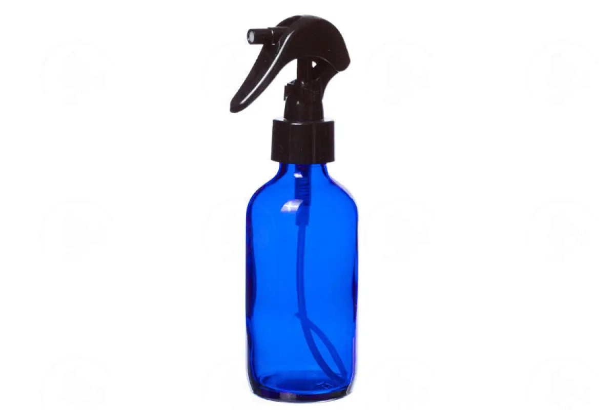 4 Oz. Bottle: Blue Glass With Black Trigger Sprayer