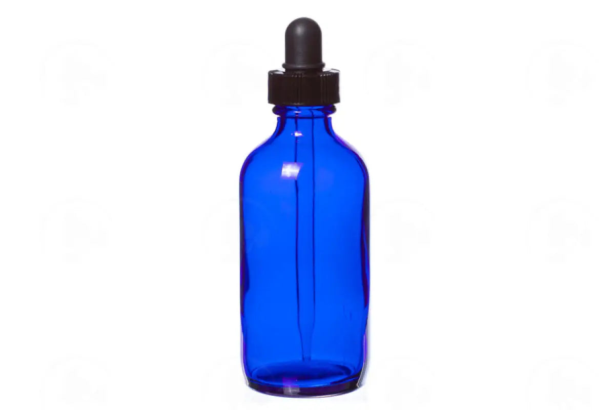 4 Oz. Bottle: Blue Glass With Dropper Top
