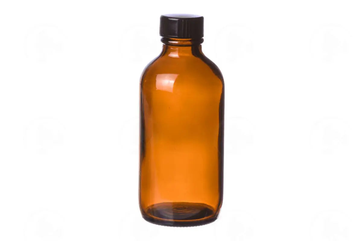 8 Oz. Bottle: Amber Glass With Black Cap
