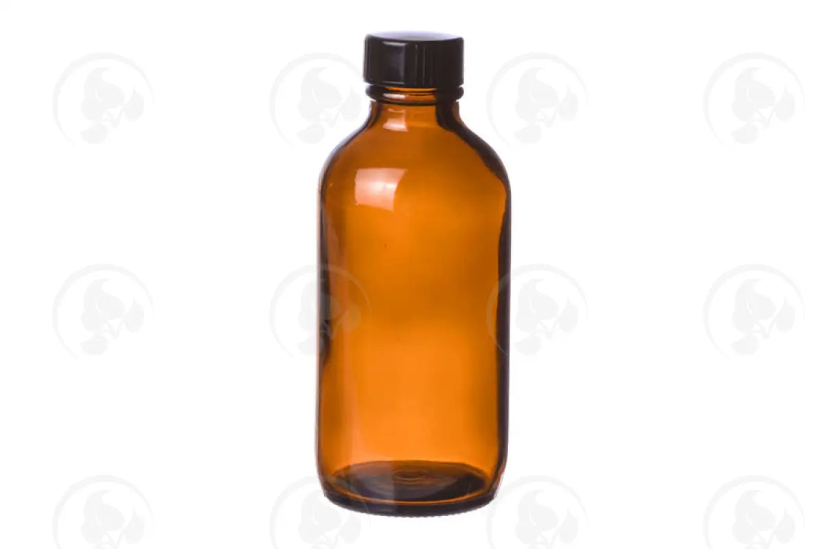 8 Oz. Bottle: Amber Glass With Black Cap