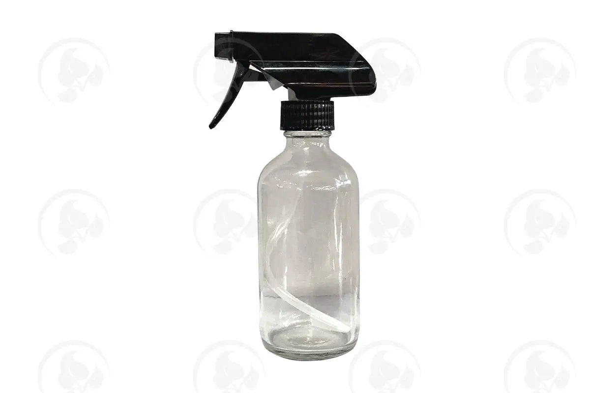 8 Oz. Bottle: Clear Glass With Black Trigger Sprayer