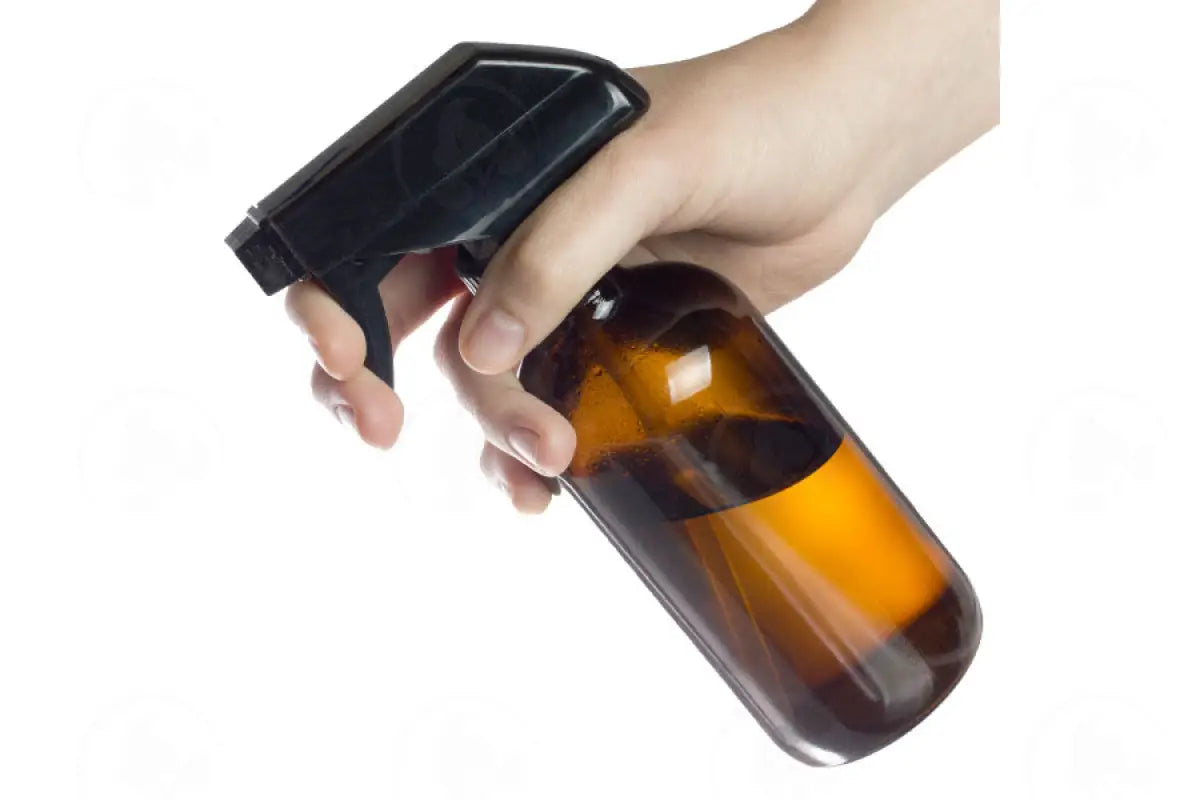 8 Oz. Bottle: Amber Glass With Black Trigger Sprayer