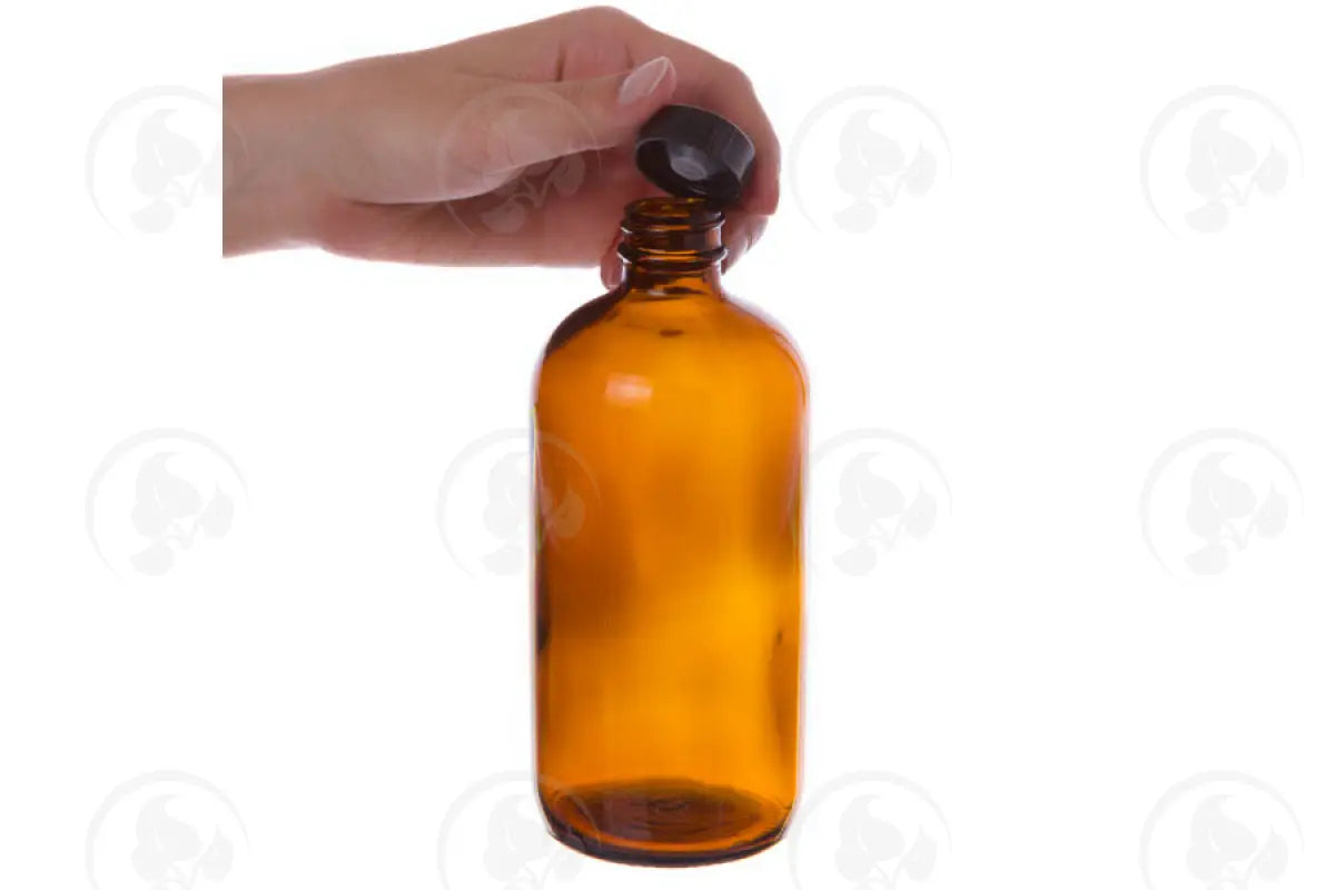 16 Oz. Bottle: Amber Glass With Black Cap