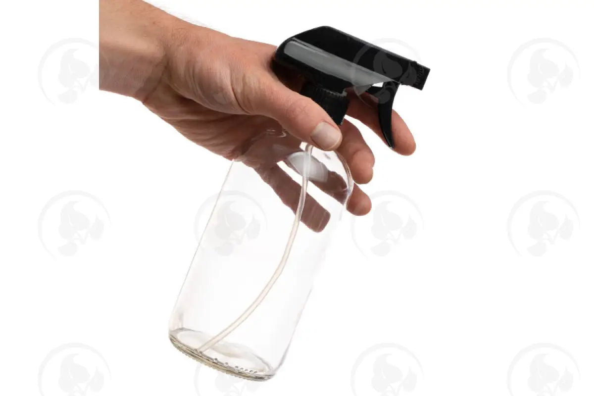 16 Oz. Bottle: Clear Glass With Black Trigger Sprayer