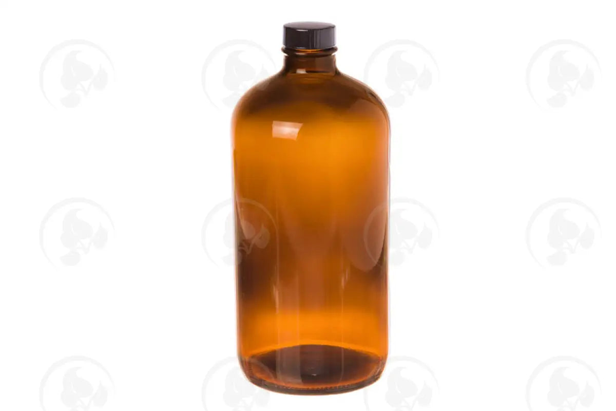 32 Oz. Bottle: Amber Glass With Black Cap