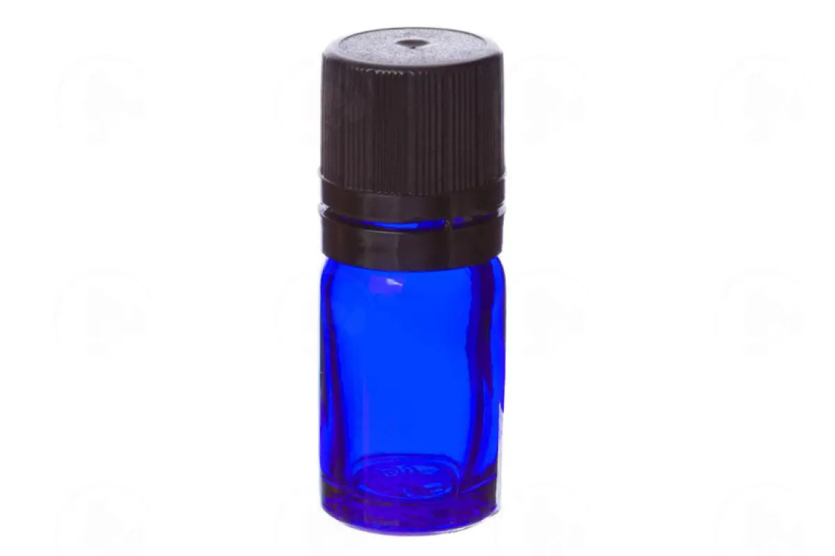 5 Ml Vial: Blue Glass With Euro-Style Cap And Orifice Reducer (6 Count) Black