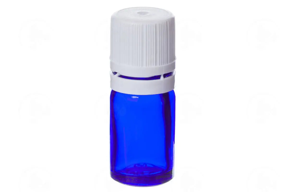 5 Ml Vial: Blue Glass With Euro-Style Cap And Orifice Reducer (6 Count) White