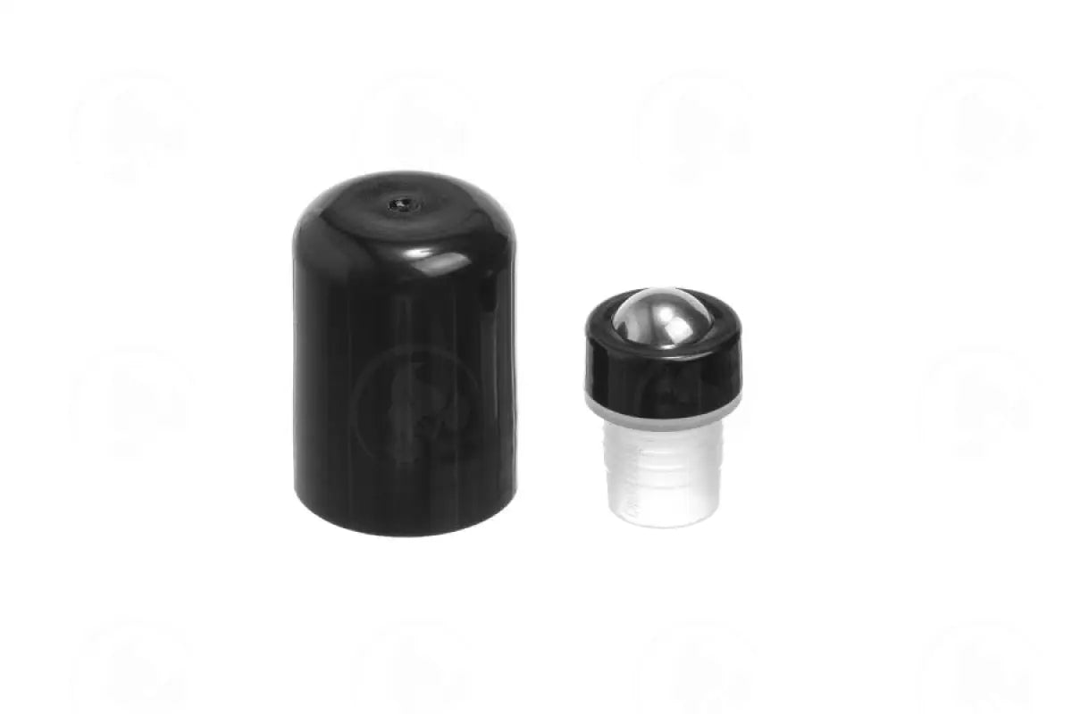 Standard Essential Oil Roller: Black-Rimmed Stainless Steel Roller With Black Cap (6 Count)