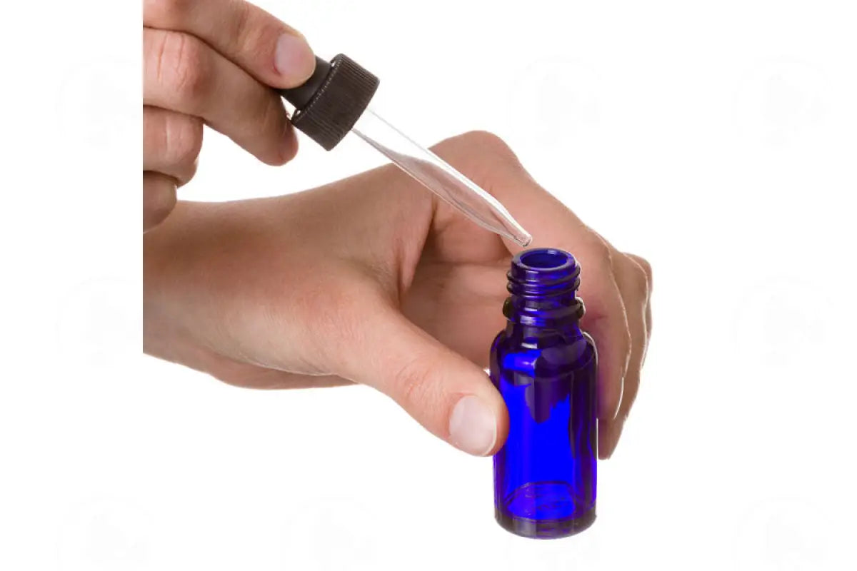 15 Ml Vial: Blue Glass With Dropper Cap (6 Count)