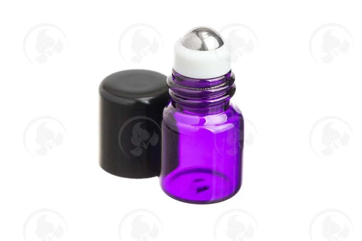 1 Ml Roll-On Vial: Purple Glass With Metal Roller And Black Cap (12 Count)