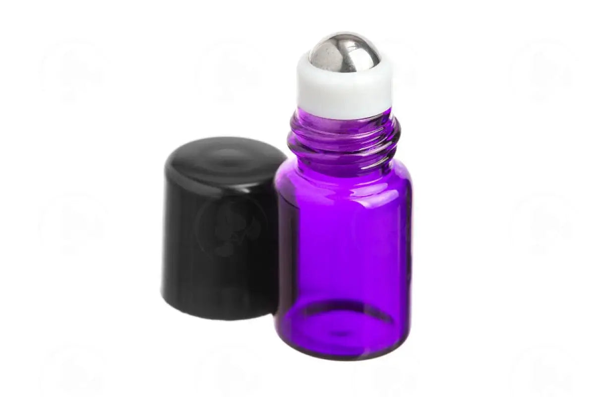 2 Ml Roll-On Vial: Purple Glass With Metal Roller And Black Cap (144 Count)