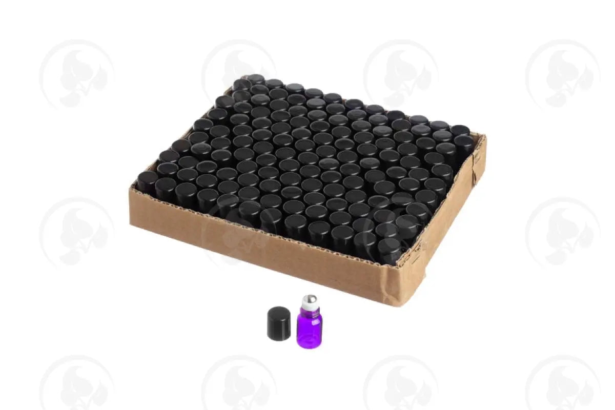 2 Ml Roll-On Vial: Purple Glass With Metal Roller And Black Cap (144 Count)