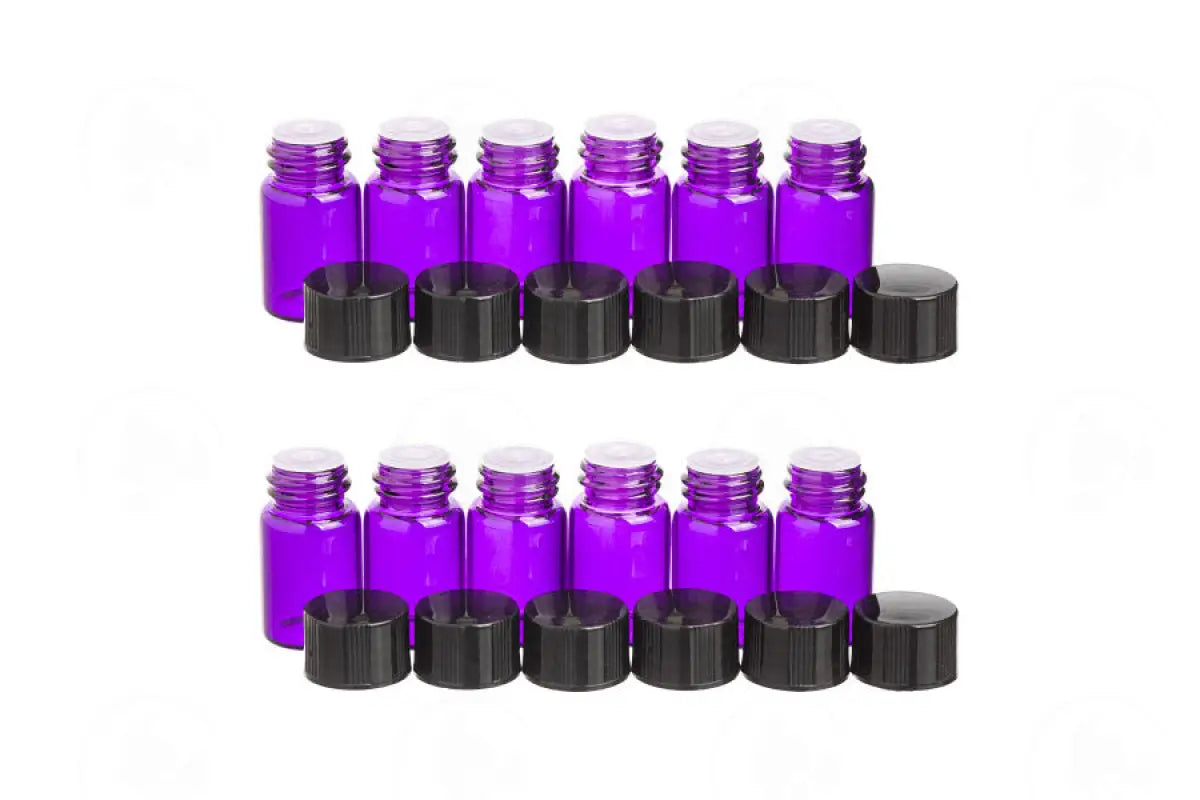 2 Ml Sample Vial: Purple Glass With Orifice Reducers And Black Caps (12 Count)
