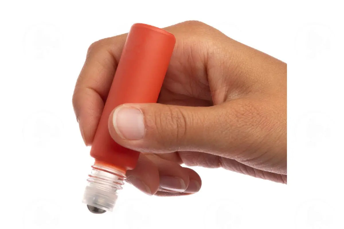 1/3 Oz. Roll-On Vial: Matte Coral Glass With Metal Roller And Gold Cap (6 Count)