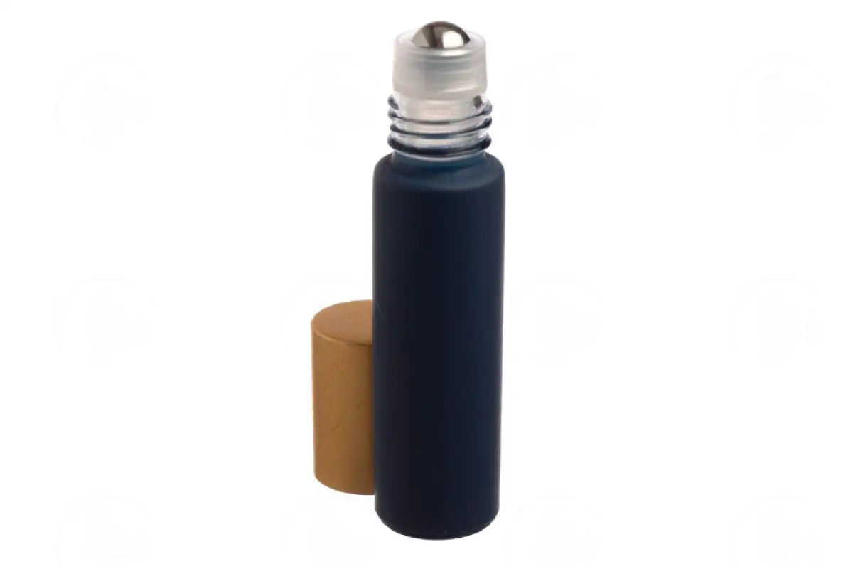 1/3 Oz. Roll-On Vial: Matte Navy Glass With Metal Roller And Gold Cap (6 Count)