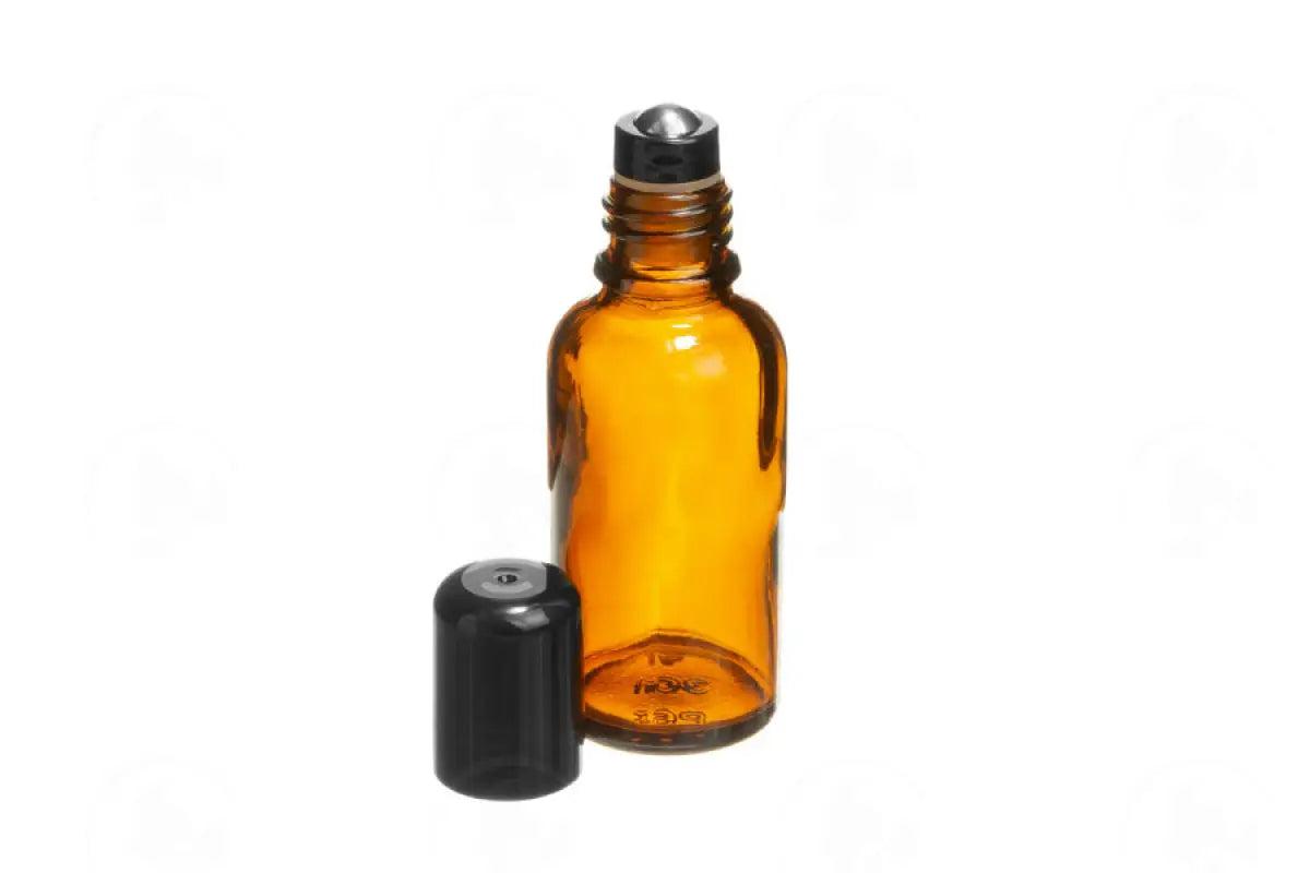 30 Ml Roll-On Vial: Amber Glass With Black Cap (6 Count)