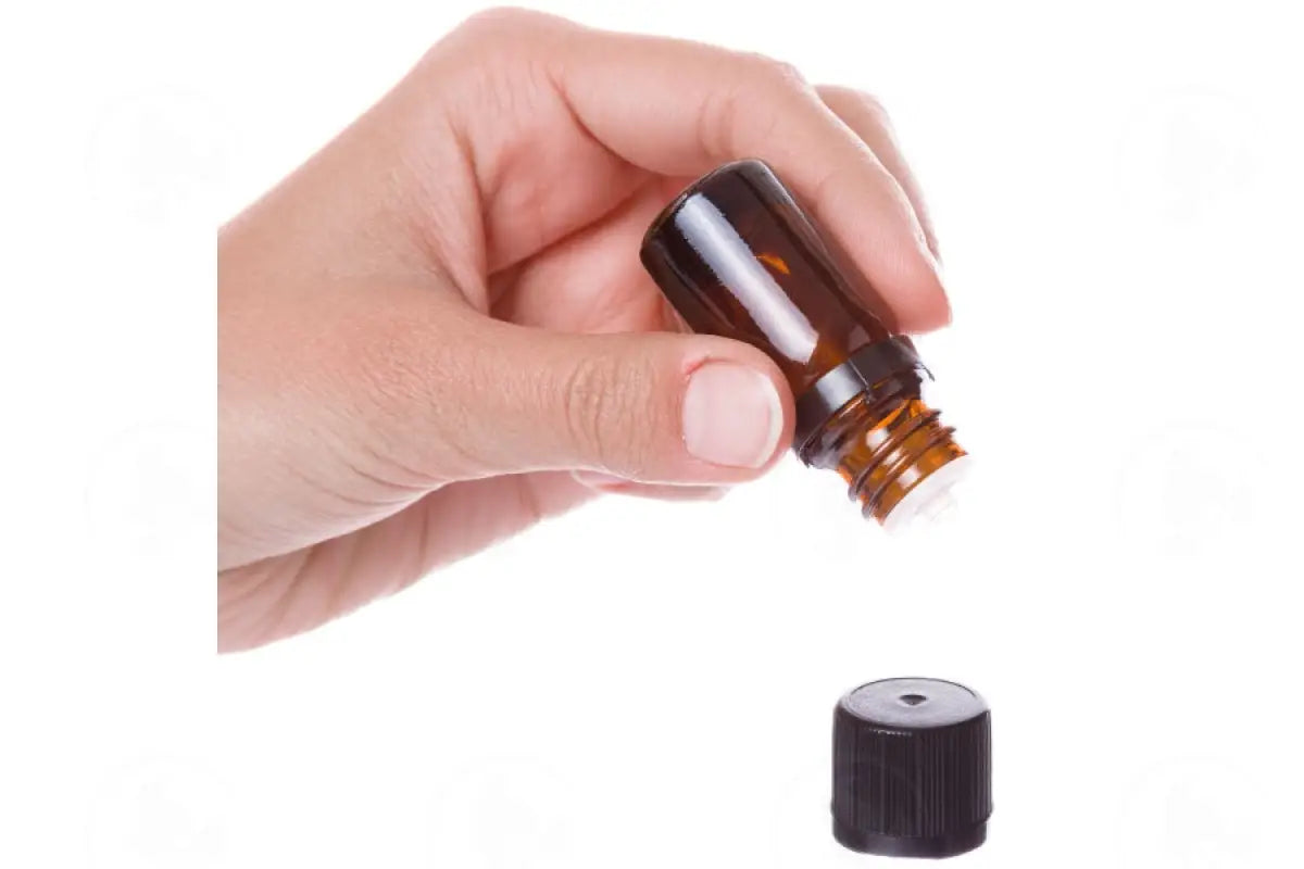 5 Ml Vial: Amber Glass With Euro-Style Cap And Orifice Reducer (6 Count) Black