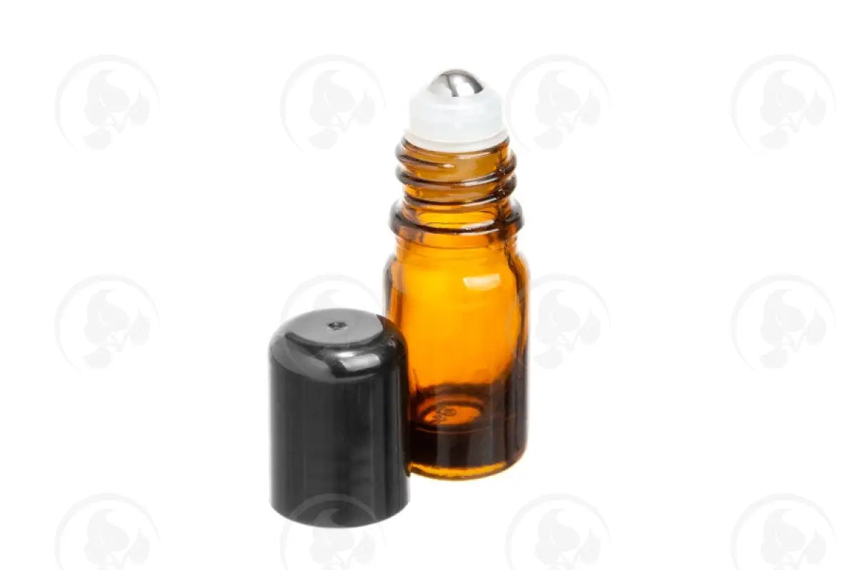 5 Ml Vial: Amber Glass With Springlock Metal Roller And Black Cap (6 Count)