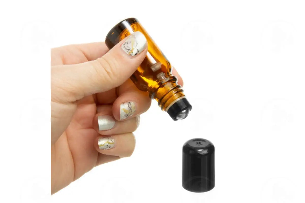 10 Ml Vial: Amber Glass With Metal Roller And Black Cap (6 Count)