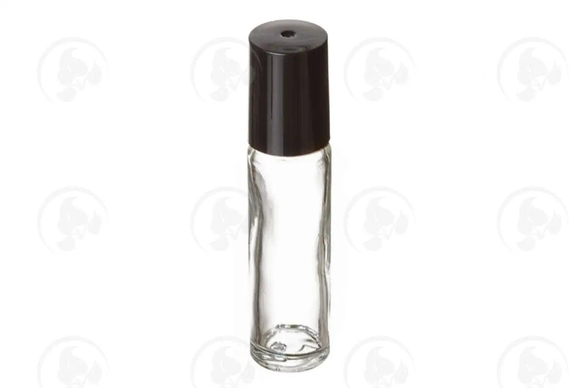1/3 Oz. Roll-On Vial: Clear Glass With Plastic Roller And Black Cap (6 Count)