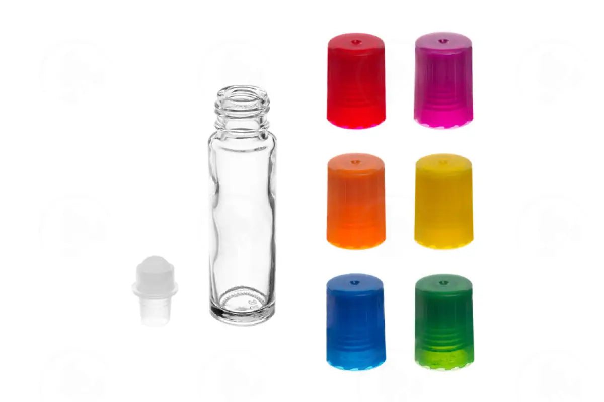 1/3 oz. Roll-on Vial: Clear Glass with Plastic Roller and Black Cap (6 Count) (Copy)