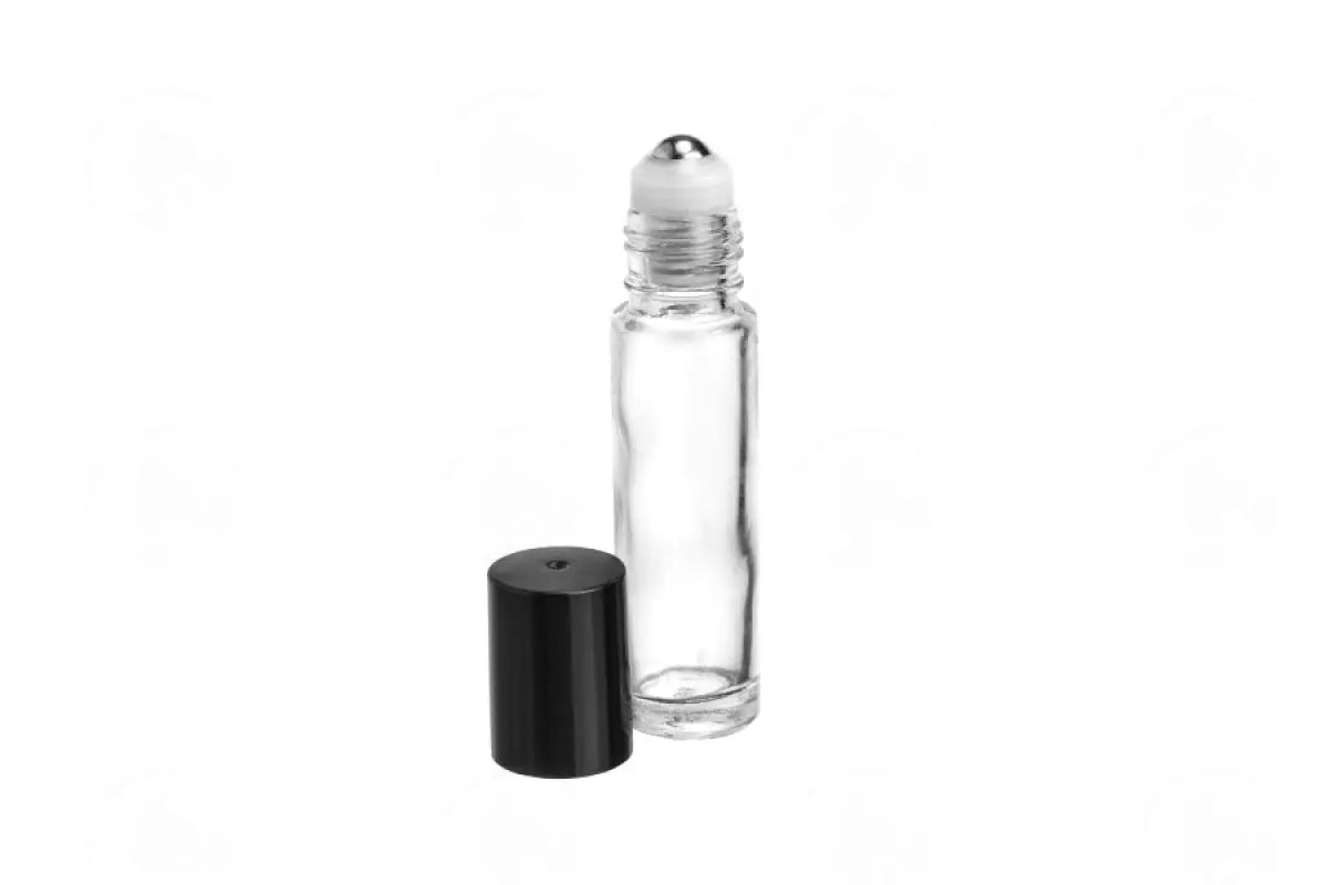 10 Ml Vial: Clear Glass With Springlock Metal Roller And Black Cap (6 Count)