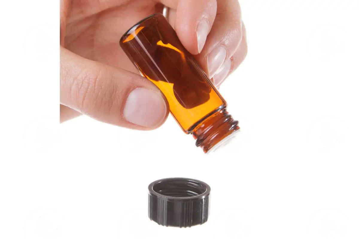 2 Dram Sample Vial: Amber Glass With Orifice Reducer And Black Cap (6 Count)