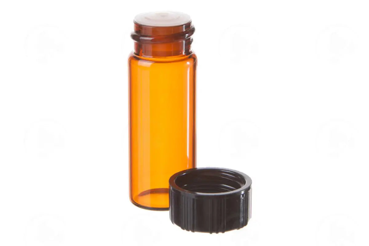2 Dram Sample Vial: Amber Glass With Orifice Reducer And Black Cap (6 Count)