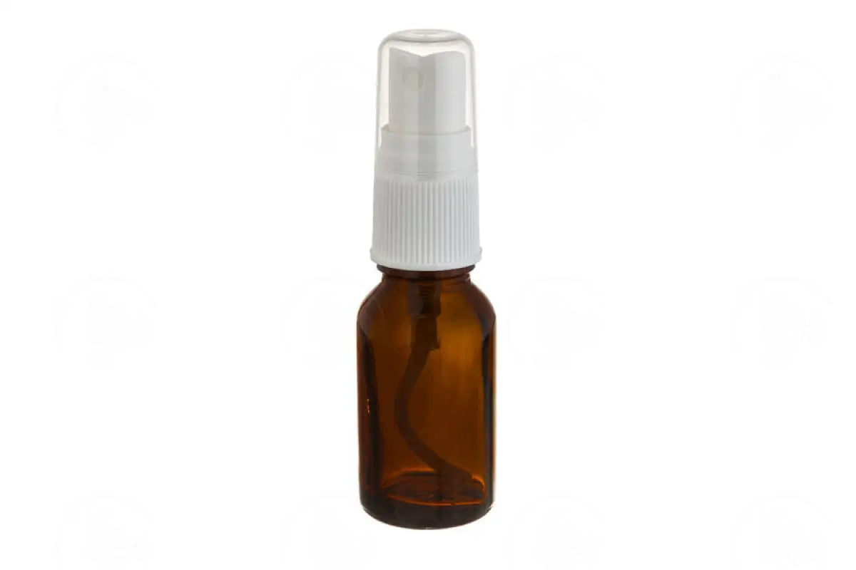 15 Ml Bottle: Amber Glass With Misting Spray Top (6 Count) White