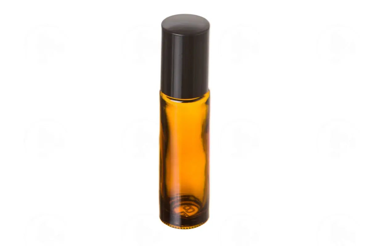 1/3 Oz. Roll-On Vial: Amber Glass With Plastic Roller And Black Cap (6 Count)