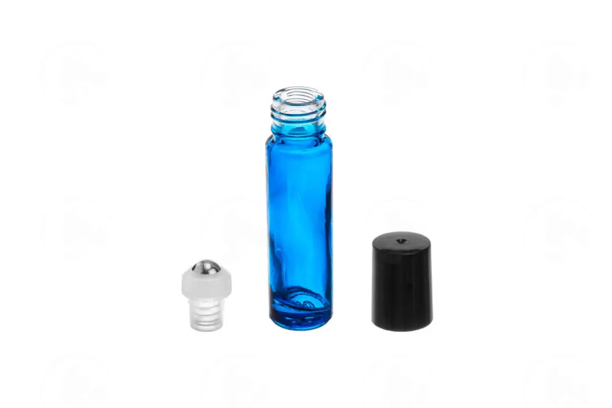 10 Ml Vial: Blue Glass With Springlock Metal Roller And Black Cap (6 Count)