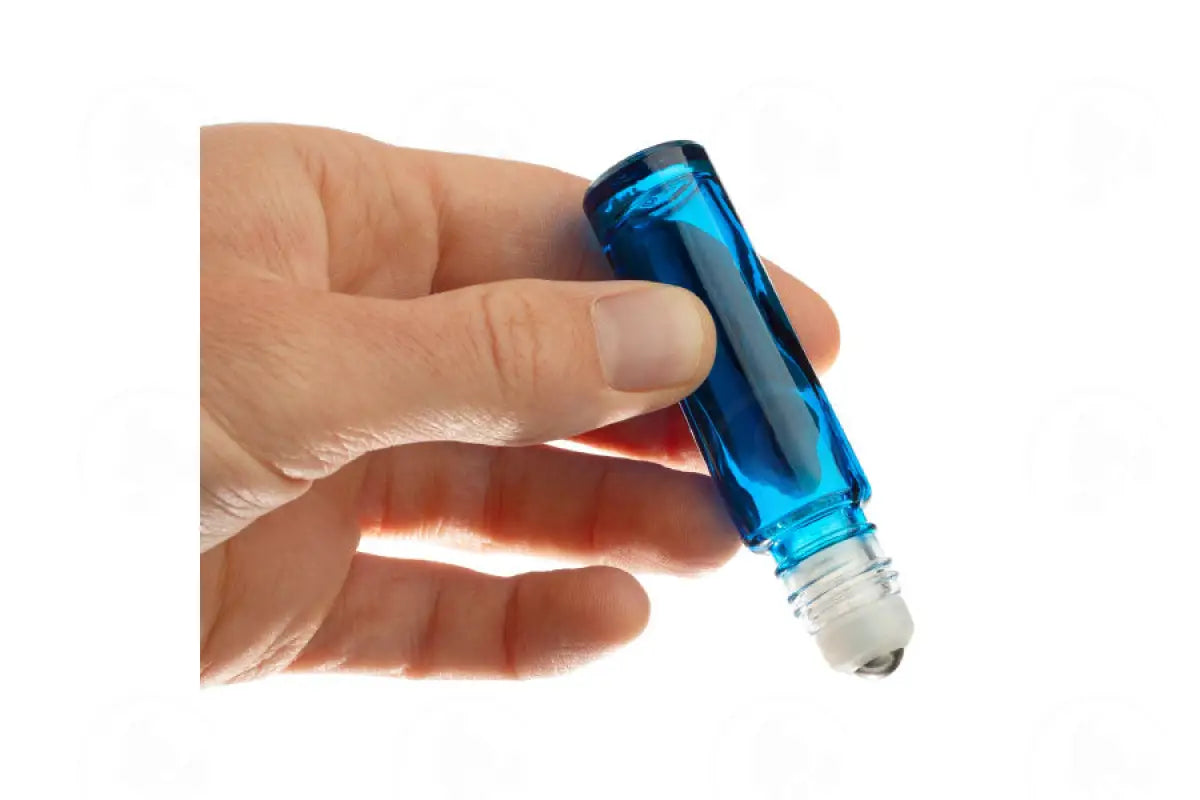 10 Ml Vial: Blue Glass With Springlock Metal Roller And Black Cap (6 Count)