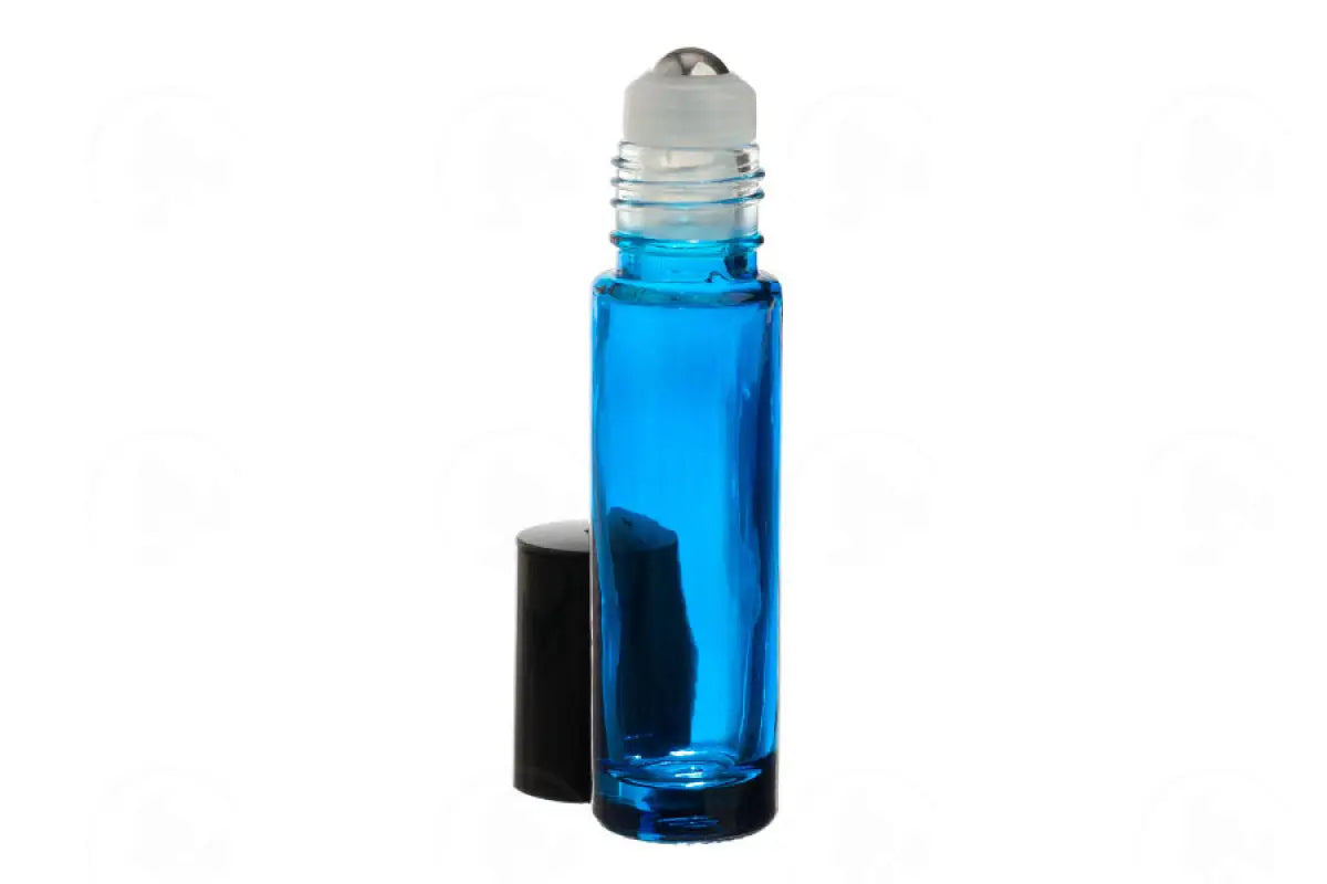 10 Ml Vial: Blue Glass With Springlock Metal Roller And Black Cap (6 Count)