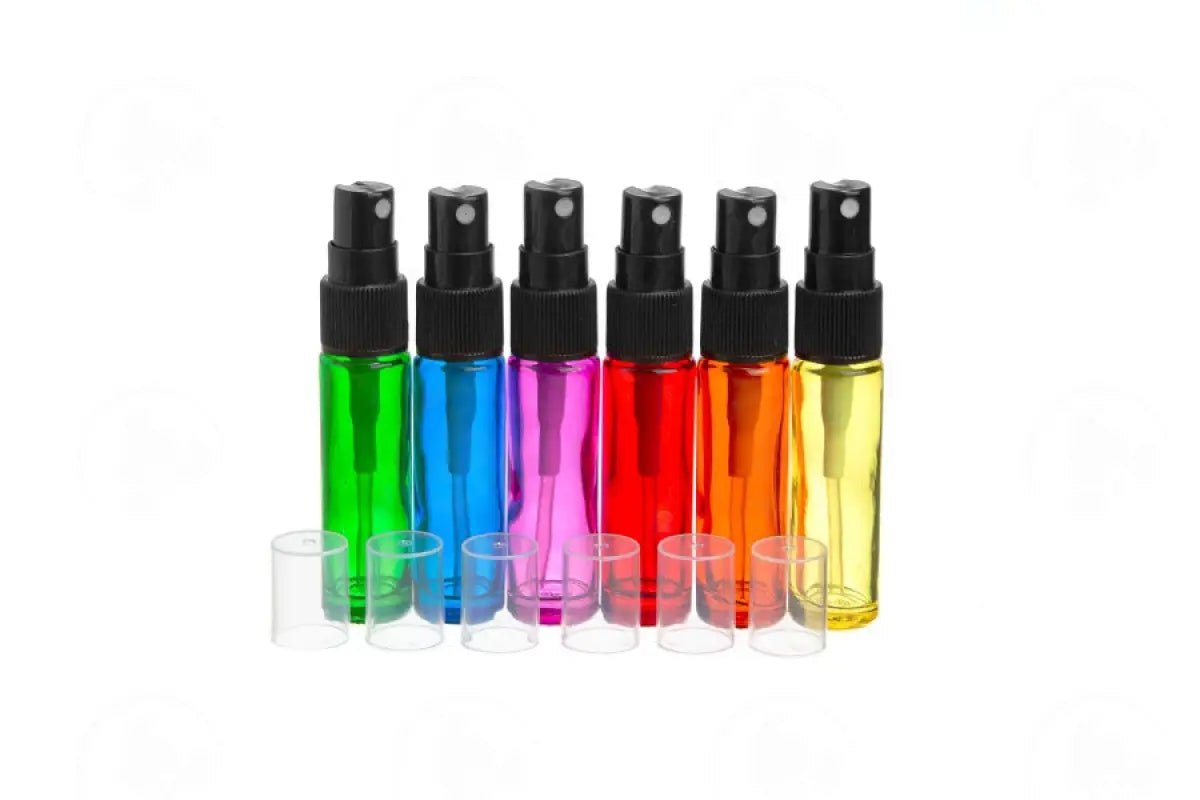 10 Ml Misting Spray Vial: Rainbow Glass With Acrylic Hood (6 Count)