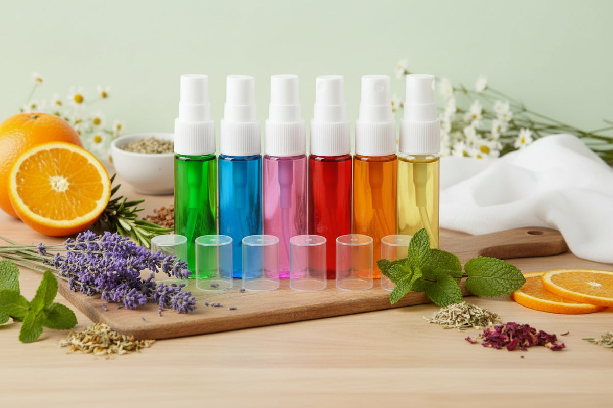 10 ml Misting Spray Vial: Rainbow Glass with White Misting Spray and Acrylic Hood (6 Count) (Copy)