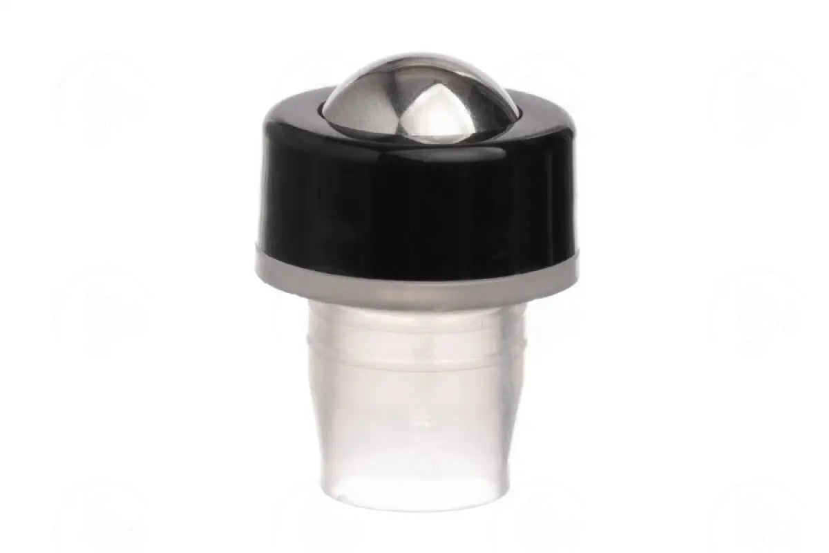 1/3 oz. Roll-on Vial: Clear Glass with Metal Roller and Color Assorted Caps (6 Count)