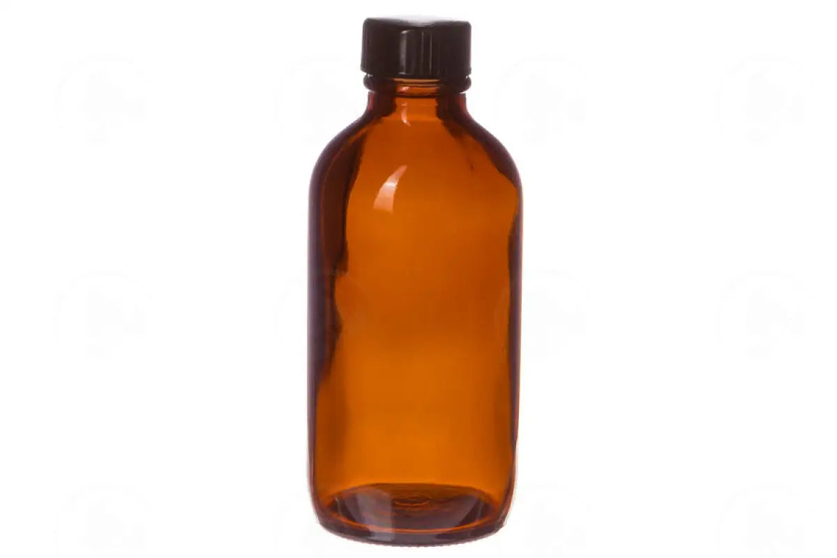4 Oz. Bottle: Amber Glass With Black Cap